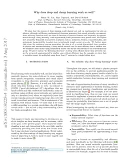 Why does deep and cheap learning work so well?