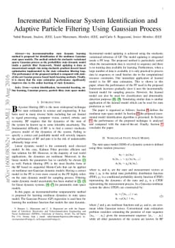 Incremental Nonlinear System Identification and Adaptive Particle
  Filtering Using Gaussian Process