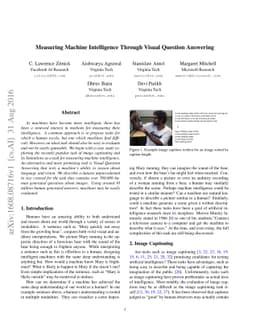 Measuring Machine Intelligence Through Visual Question Answering