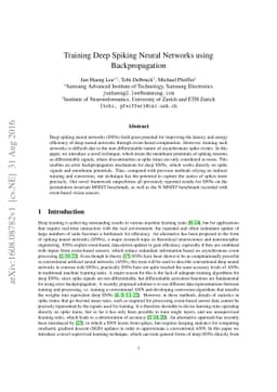 Training Deep Spiking Neural Networks using Backpropagation