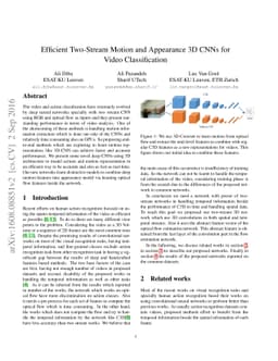 Efficient Two-Stream Motion and Appearance 3D CNNs for Video
  Classification