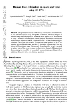 Human Pose Estimation in Space and Time using 3D CNN