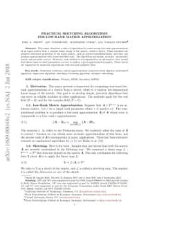 Practical sketching algorithms for low-rank matrix approximation