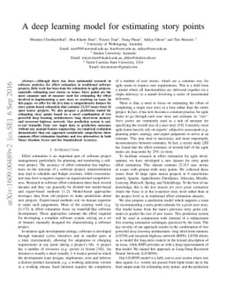 A deep learning model for estimating story points