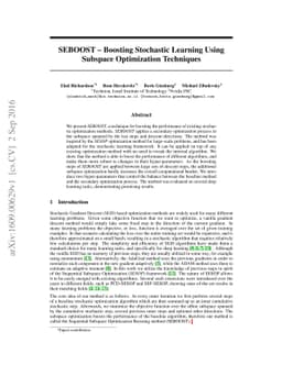 SEBOOST - Boosting Stochastic Learning Using Subspace Optimization
  Techniques