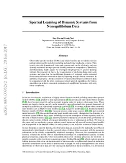 Spectral learning of dynamic systems from nonequilibrium data