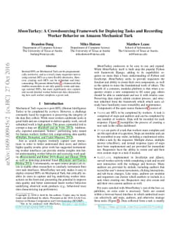 MmmTurkey: A Crowdsourcing Framework for Deploying Tasks and Recording
  Worker Behavior on Amazon Mechanical Turk