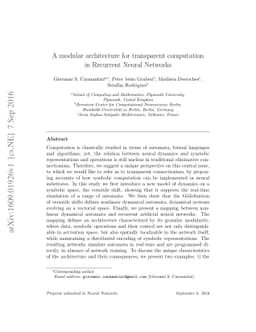 A modular architecture for transparent computation in Recurrent Neural
  Networks
