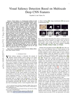 Visual Saliency Detection Based on Multiscale Deep CNN Features