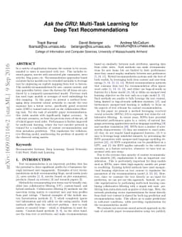 Ask the GRU: Multi-Task Learning for Deep Text Recommendations