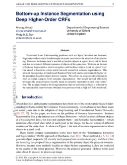 Bottom-up Instance Segmentation using Deep Higher-Order CRFs