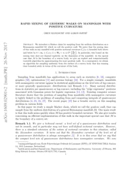 Rapid Mixing of Geodesic Walks on Manifolds with Positive Curvature