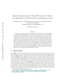Episodic Exploration for Deep Deterministic Policies: An Application to
  StarCraft Micromanagement Tasks