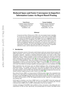 Reduced Space and Faster Convergence in Imperfect-Information Games via
  Regret-Based Pruning