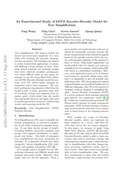 An Experimental Study of LSTM Encoder-Decoder Model for Text
  Simplification