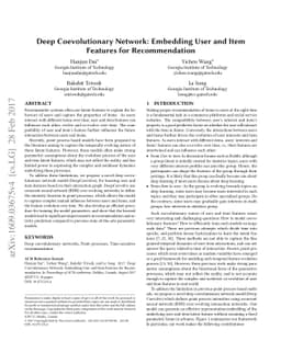 Deep Coevolutionary Network: Embedding User and Item Features for
  Recommendation