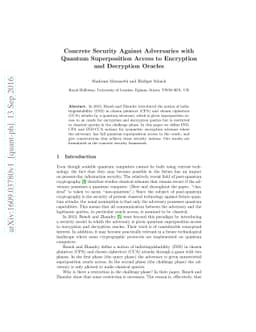 Concrete Security Against Adversaries with Quantum Superposition Access
  to Encryption and Decryption Oracles
