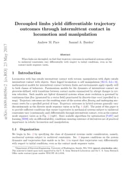 Decoupled limbs yield differentiable trajectory outcomes through
  intermittent contact in locomotion and manipulation