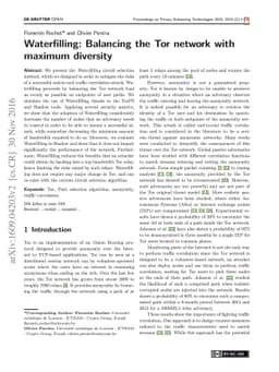 Waterfiling: Balancing the Tor network with maximum diversity