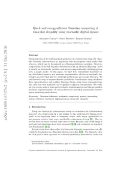 Quick and energy-efficient Bayesian computing of binocular disparity
  using stochastic digital signals