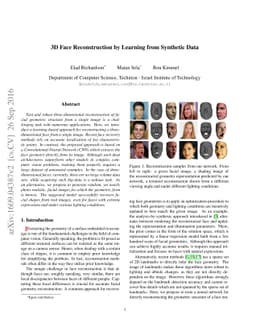 3D Face Reconstruction by Learning from Synthetic Data