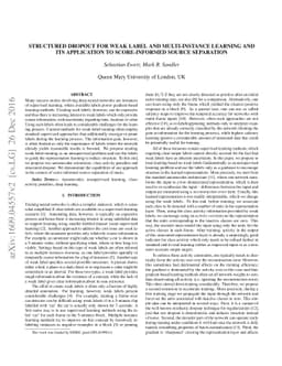 Structured Dropout for Weak Label and Multi-Instance Learning and Its
  Application to Score-Informed Source Separation