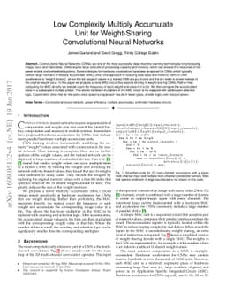 Low Complexity Multiply Accumulate Unit for Weight-Sharing Convolutional
  Neural Networks