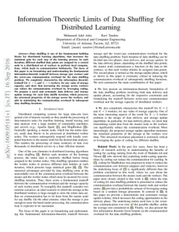 Information Theoretic Limits of Data Shuffling for Distributed Learning