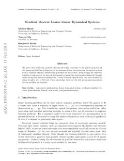 Gradient Descent Learns Linear Dynamical Systems