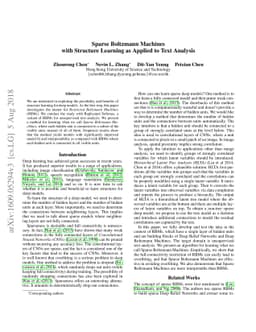 Sparse Boltzmann Machines with Structure Learning as Applied to Text
  Analysis