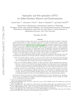 Optimality and Sub-optimality of PCA for Spiked Random Matrices and
  Synchronization