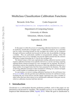 Multiclass Classification Calibration Functions