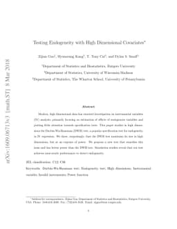 Testing Endogeneity with High Dimensional Covariates