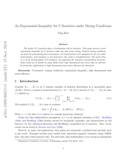 An Exponential Inequality for U-Statistics under Mixing Conditions