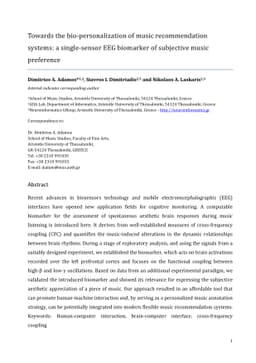 Towards the bio-personalization of music recommendation systems: A
  single-sensor EEG biomarker of subjective music preference