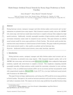 Multi-Output Artificial Neural Network for Storm Surge Prediction in
  North Carolina