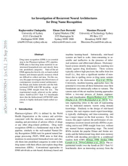 An Investigation of Recurrent Neural Architectures for Drug Name
  Recognition