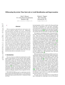 Obfuscating Keystroke Time Intervals to Avoid Identification and
  Impersonation