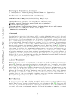 Learning by Stimulation Avoidance: A Principle to Control Spiking Neural
  Networks Dynamics