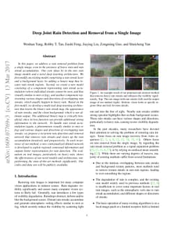 Deep Joint Rain Detection and Removal from a Single Image