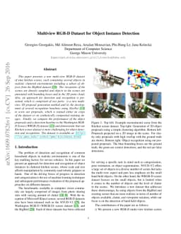 Multiview RGB-D Dataset for Object Instance Detection