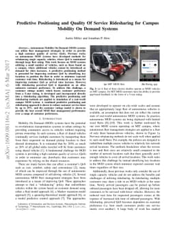 Predictive Positioning and Quality Of Service Ridesharing for Campus
  Mobility On Demand Systems
