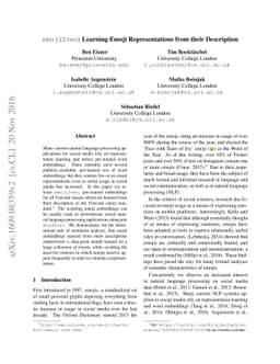 emoji2vec: Learning Emoji Representations from their Description