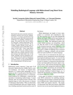 Modelling Radiological Language with Bidirectional Long Short-Term
  Memory Networks