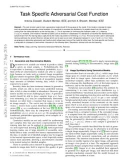 Task Specific Adversarial Cost Function
