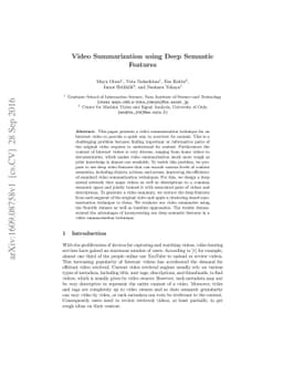 Video Summarization using Deep Semantic Features