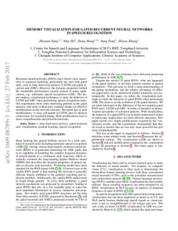 Memory Visualization for Gated Recurrent Neural Networks in Speech
  Recognition