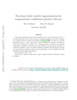 Fractional order statistic approximation for nonparametric conditional
  quantile inference
