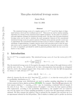 Max-plus statistical leverage scores
