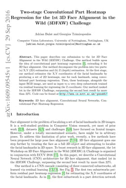 Two-stage Convolutional Part Heatmap Regression for the 1st 3D Face
  Alignment in the Wild (3DFAW) Challenge